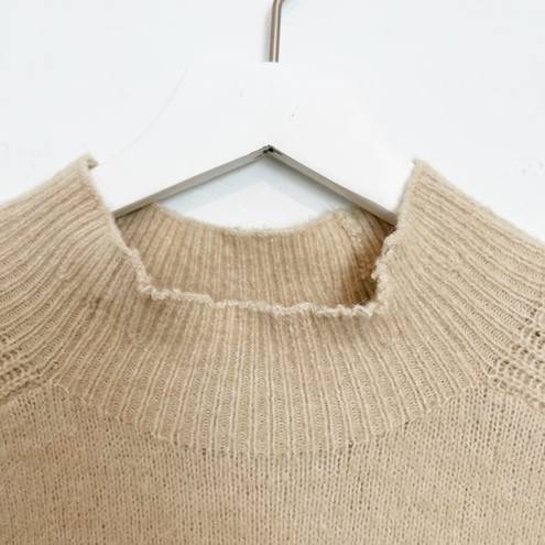 Banana Republic  Merino Wool Blend Mock Neck Ribbed Sweater Beige Tan Size Small