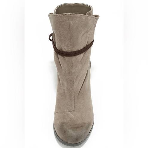 Qupid Keeping It Chill Taupe Oil Finish Slouchy Ankle Boots. Sizes 8 & 6.5. NEW IN BOX