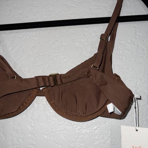 ANDIE NWT  Espresso Brown The Sicily Swimsuit Top Size Small