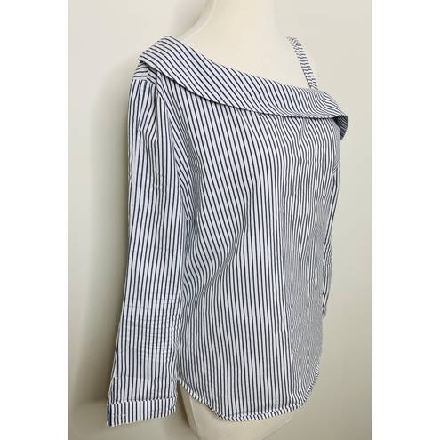 Ny&co ✅ny &  Long Sleeve Striped Open-Shoulder Top Blouse Sz M