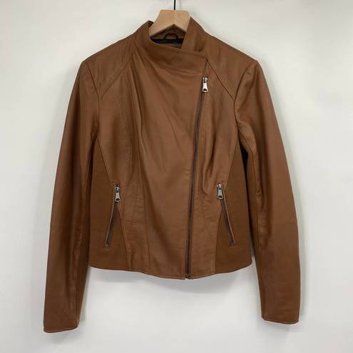 Marc New York Andrew  Leather Moto Jacket Chic Felix Whiskey Brown Womens Large