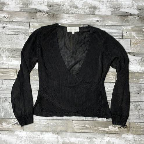 Michelle Mason  sheer knit crossover sweater small