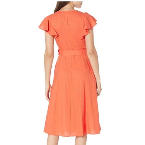 Donna Morgan NWT  Flutter Sleeve Belted Midi Dress