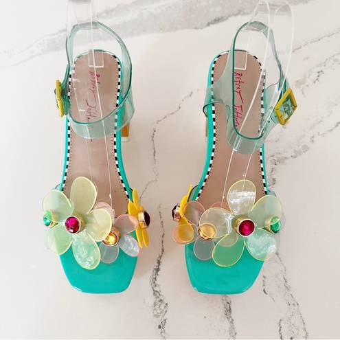 Betsey Johnson  Beckket Turquoise Multi Transparent Flower Sandals