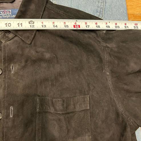 Polo  Ralph Lauren Western Suede Black Leather Shirt Shacket for Spring layering