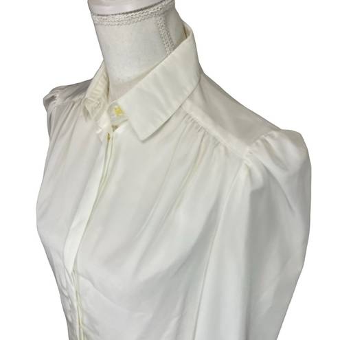 St. John  Vintage Satin Button Down White Shirt 6