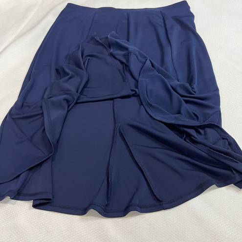 Susan Graver  Navy Stretchy Pleated unlined elastic waist skirt