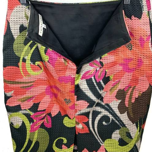 Trina Turk  Womens Kael Floral Straight Pencil Skirt Back Zip Pink Black Size 6