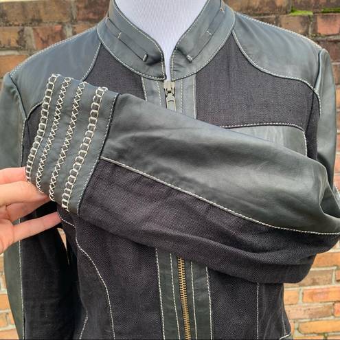 Cache  Unique Linen Leather Jacket Small S