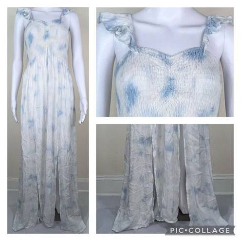 Boho Me  Blue & White Cloud Pattern Dress 2X/3X