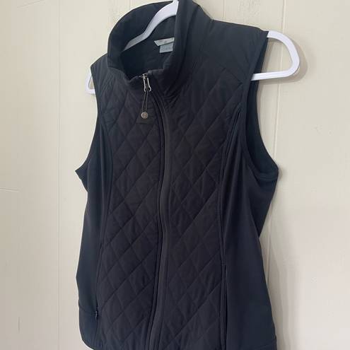 Athleta  Black Quilted Zip Up Vest Pockets Side Panels ~ 65336 Women’s Size M