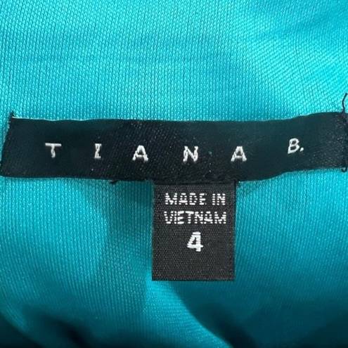 Tiana B navy aqua blue and white cap sleeve sheath dress size 4