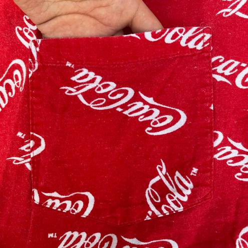Coca-Cola Vintage  Red AOP Pajama Button Up Long Sleeve T-shirt