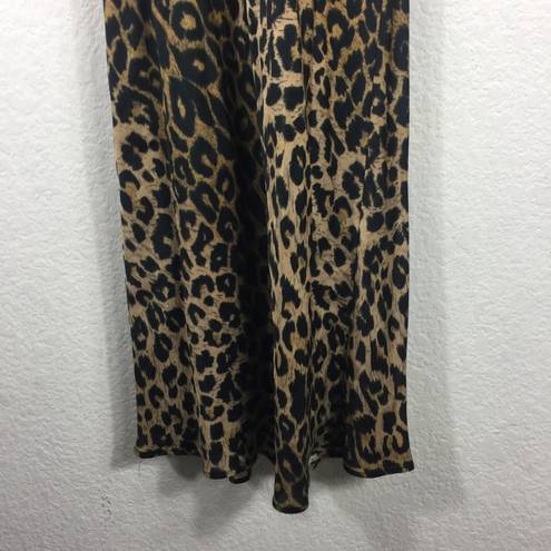 ALLSAINTS  Hera Leopard Print Satin Sleeveless Midi Slip Dress Medium