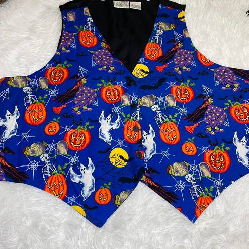 Basic Editions  Vintage Plus Halloween Witch Pumpkin Printed Vest