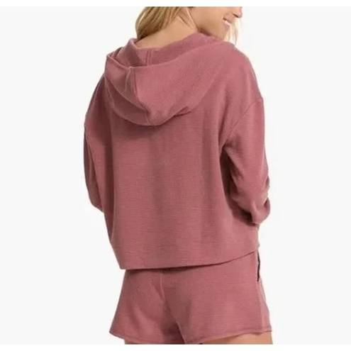 Vuori  Bayview Thermal Waffle Hoodie Pullover Sweatshirt Rosewood Pink XS