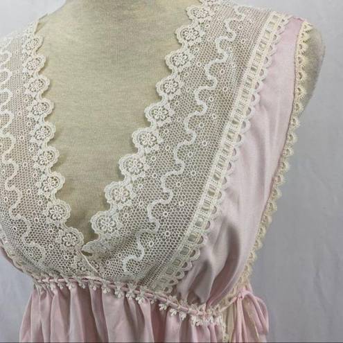 Dior Vintage Miss  Pink White Lace Tie Side Nightie Small