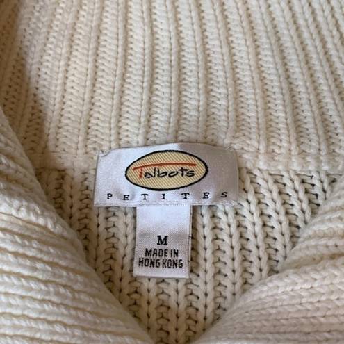 Talbots  Petites cardigan sweater toggle front shaker knit winter white/ivory MP