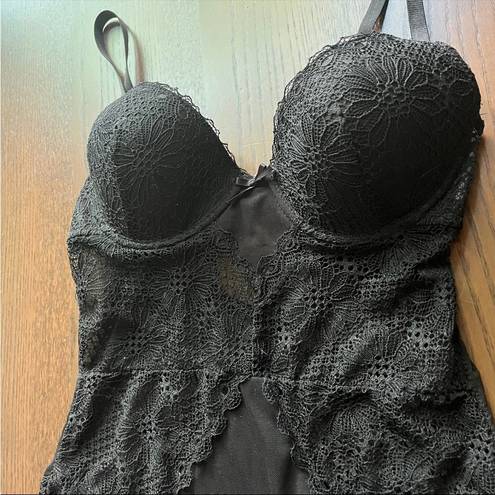 Marilyn Monroe NWOT luxury black lacy mesh padded lingerie bodysuit  (S)