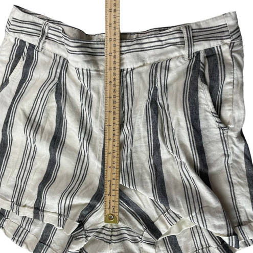 Torrid  Womens Size 12 Cream and Black Striped Hi-Rise Linen Shorts Rolled Cuffs