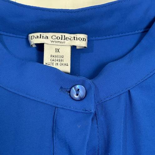 Dalia Collection  Blue 3/4 Button Down Long Sleeve Blouse Women’s Plus Size 1X