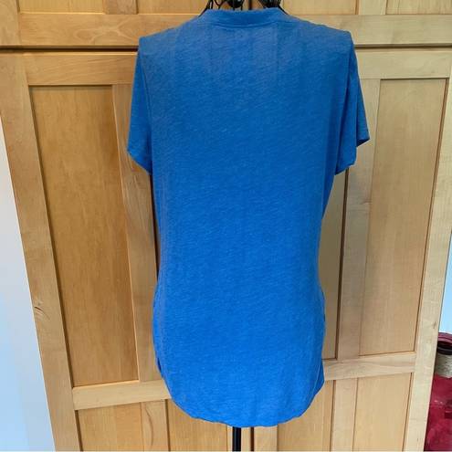 Athletic Works  blue v neck short sleeve ruched sides T-shirt Top size Medium