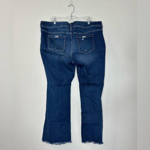 Torrid  Mid Rise Flare Vintage Stretch Jeans Women’s Size 22R Distressed Raw Hem