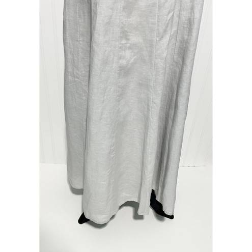 J.Jill  Tank Dress Pleated Sleeveless Scoop Neck Side Zip Linen Gray Medium