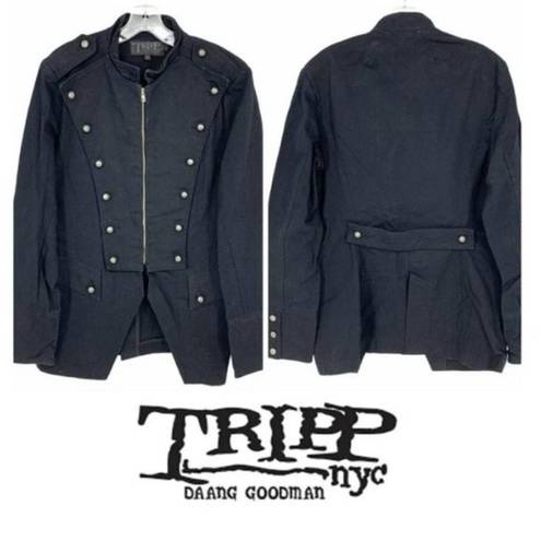 Tripp NYC Vintage  Goth Military Band Steampunk Jacket Size Skull Button Black XS