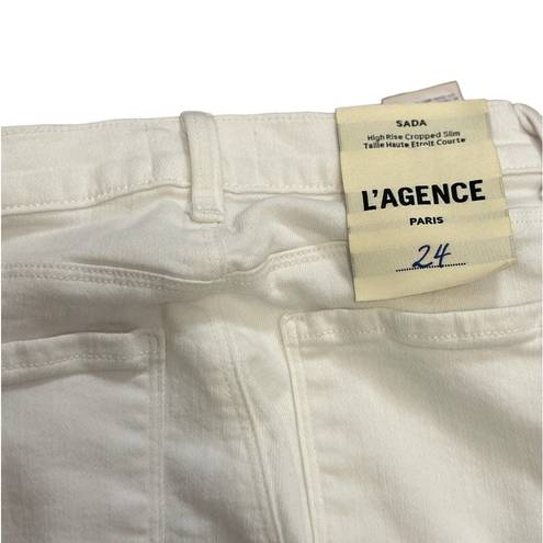 L'Agence L’AGENCE High Rise cropped Slim White Denim Size 24