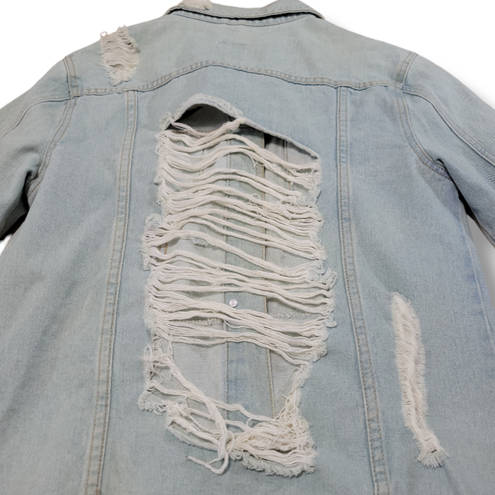 Boom Boom Jeans Jacket Size Medium Distressed Destroyed Jean Jacket Ripped Denim Jacket