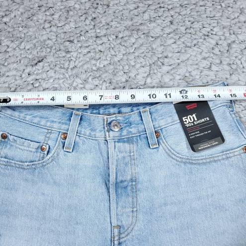 Levi’s Levi's Premium 501 90s Jean Shorts Light Wash Indigo Blue Raw Hem Size 26