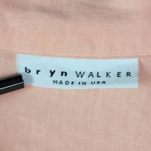 Bryn Walker  Womens Top Size M Peach Linen Button Up Asymmetric Oversized Tunic