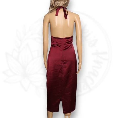 Jason Wu  Satin Halter Slip Dress Midi Sheath in Deep Dark Red Size M