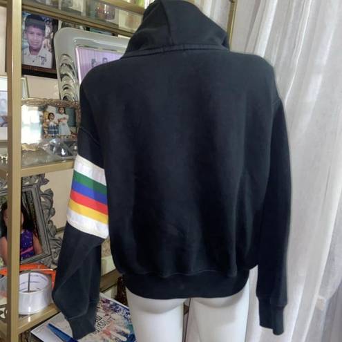 Polo  Ralph Lauren Rainbow Stripe Sleeve Logo Hoodie Small RARE