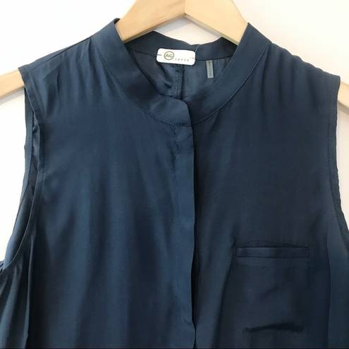 AG Adriano Goldschmied Adriano Goldschmied AG Anthro Navy Blue Silk Sleeveless Blouse Top L new nwt