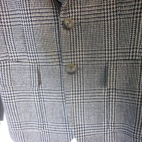 Polo  Ralph Lauren VINTAGE Silk Blazer Womens Size 10 Glen Plaid Houndstooth