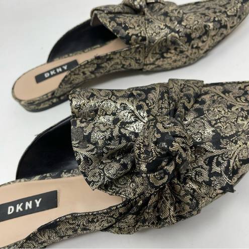 DKNY  Pier Baroque Tapestry Brocade Metallic Fabric Mules Slides Shoes womens 7.5