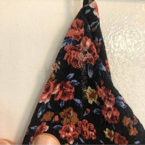 American Eagle floral sundress wrap style black red tie up back summer dress