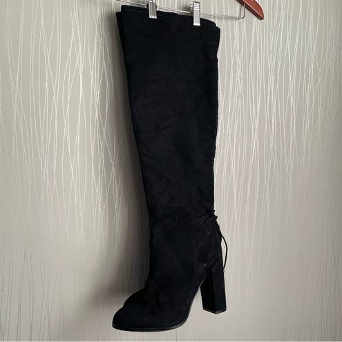 mix no. 6  Praha Black Over the Knee Heeled Boot Size 11