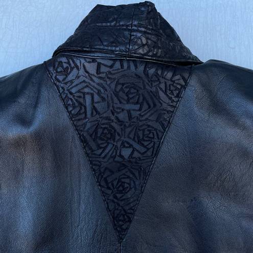 Vera Pelle Rare Vintage 90s  Black Leather Batwing Jacket