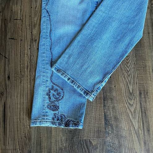 Pilcro and the Letterpress Anthropologie Pilcro Button Fly High Rise Emroidered Cropped Jeans Women’s 29