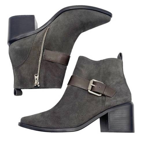 ALLSAINTS NIB  Jason Boot Charcoal Gray Suede Buckle Ankle Bootie Women’s Size 9