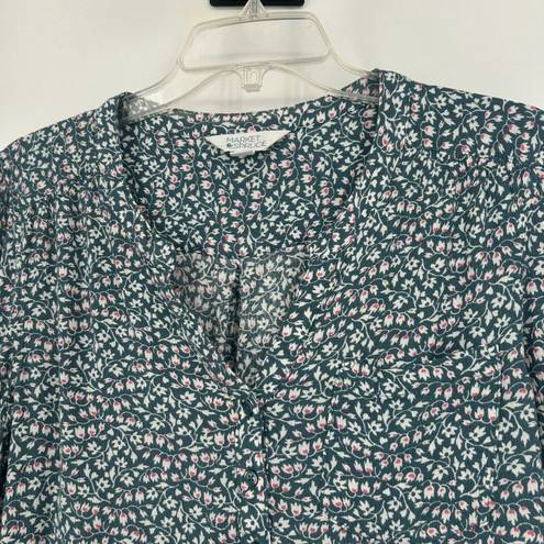 Market & Spruce Stitch Fix Market Spruce Gauzy Peasant Top Ditzy Floral Green Pink Boho Size XL