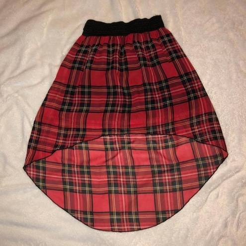 Boutique Plaid Hi-lo Skirt