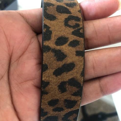 All Saints Karin Leopard Leather Buckle Belt