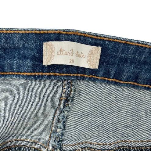 Altar'd State  Medium Wash Distressed High Waisted Stretch Straight Leg Jeans 29