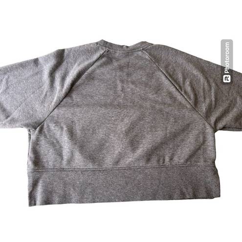 Nike  Sweatshirt Women Small Gray Pull Over Crew Neck Sweater Embossed Crop Top