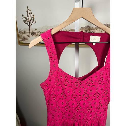 Deletta Anthropologie  Silverfield Lace Sweetheart Dress Hot Pink A Line Small