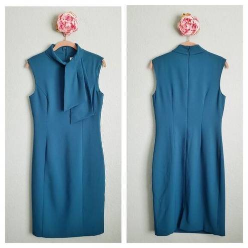 Harper  Rose Tie Neck‎ Sheath Dress in peacock